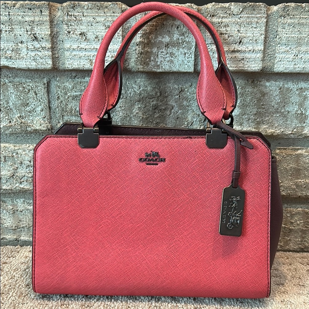 Coach Pink Satchel with Textured Finish
